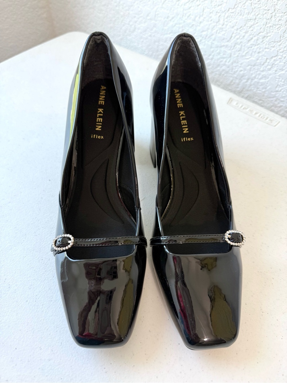 Anne Klein "Lexington" Black Patent Leather Block Heel - Picture 2 of 11